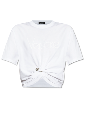 VERSACE スリフレスクレフミティトレス 10132131A00540 1PR20 Outline Barocco Lurex Knit Top Pink,Print | VERSACE US